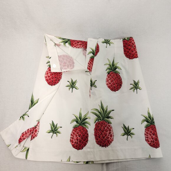 TALBOTS Stretch Preppy Ivory Tropical Pineapple Skirt Size Petites 8 LIKE NEW! - Picture 6 of 16